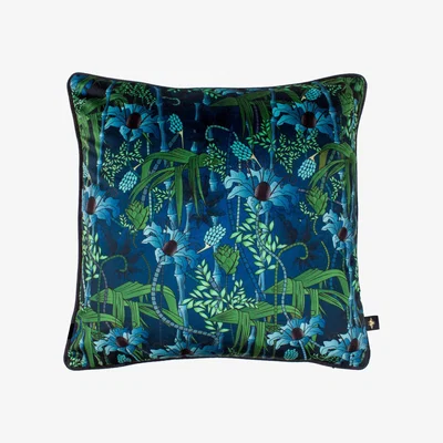 Wolf & Badger Blue / Green Electric Lagoon Blue Velvet Cushion - Large The Curious Department