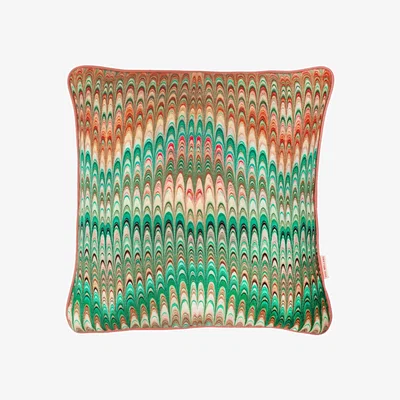 Wolf & Badger Yellow / Orange / Green Tamarind Plumes Linen Cushion Susi Bellamy