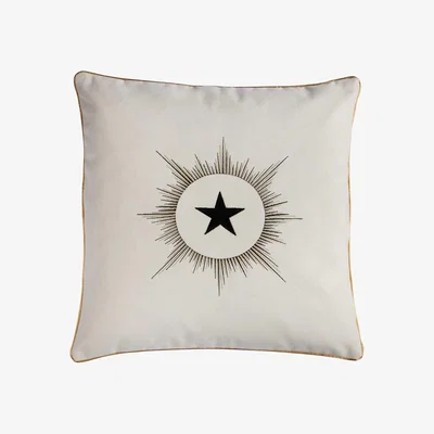 Wolf & Badger White Star Embroidered Cushion Rockett St George