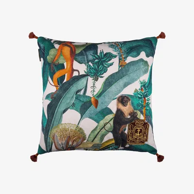 Wolf & Badger Neutrals / Green / Yellow Bermuda Linen Square Cushion By Mindthegap