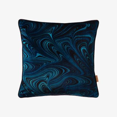 Wolf & Badger Blue / Black Cobalt Strata Velvet Cushion Susi Bellamy