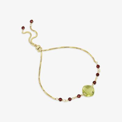 Wolf & Badger Women's Gold / Red / Yellow Cushion Cut Lemon Quartz Slider Bracelet | Mounir London