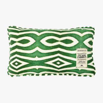 Wolf & Badger Green / White Riverside Linen Rectangle Cushion By Mindthegap