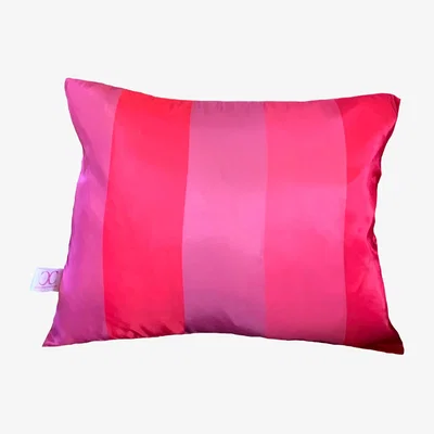 Wolf & Badger Pink / Purple Pink Stripe Silk Cushion Chloe Croft London Limited