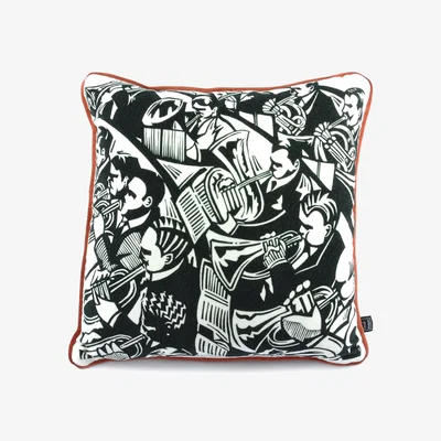 Wolf & Badger Black Band Velvet Cushion David Watson