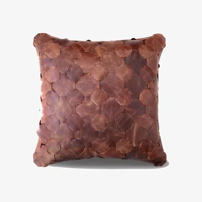 Wolf & Badger Brown Knitted Leather Throw Pillow One Size Roarcraft