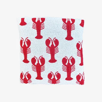 Wolf & Badger Beaded Cushion Lobster Red Catchii