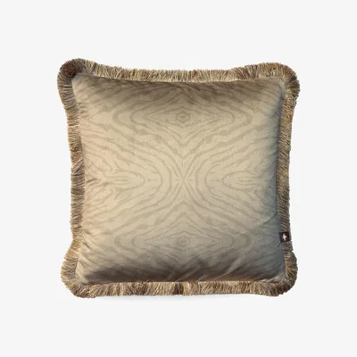 Wolf & Badger Brown / Gold / Neutrals Wild Whispers Savannah Fringed Velvet Cushion The Curious Department