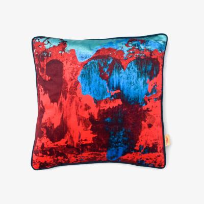Wolf & Badger Red / Blue / Black Red Blue Geode Velvet Cushion Susi Bellamy
