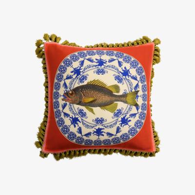 Wolf & Badger Red Hedon Silk Cushion Bivain
