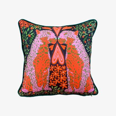 Wolf & Badger Green Leopard Lovers Cushion One Size The Neighbourhood Threat