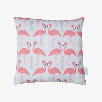 Wolf & Badger Blue / Grey / Pink Mini Flamingo Flourish Cushion Ice Blue Rosa & Clara Designs