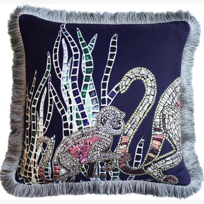 Wolf & Badger Baby And Mother Monkey Cushion - Navy Cassandra Hone