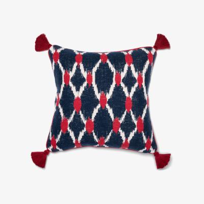 Wolf & Badger Blue / White / Red Seebensee Square Cushion By Mindthegap