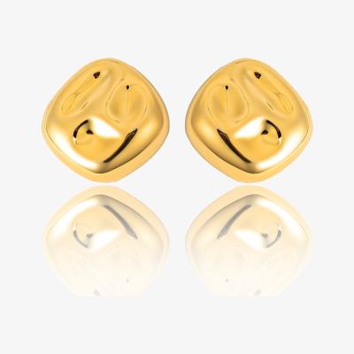 Wolf & Badger Women's Gold Textured Oversized Cushion Shape Earrings | Shymi