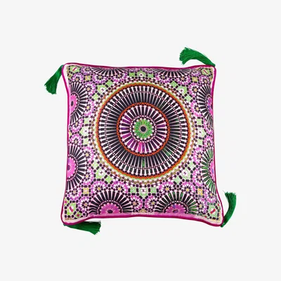 Wolf & Badger Zellige Ispahan Large Cushion Green Bivain