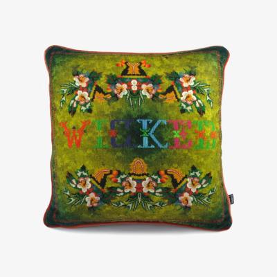 Wolf & Badger Green Wicked Velvet Cushion David Watson