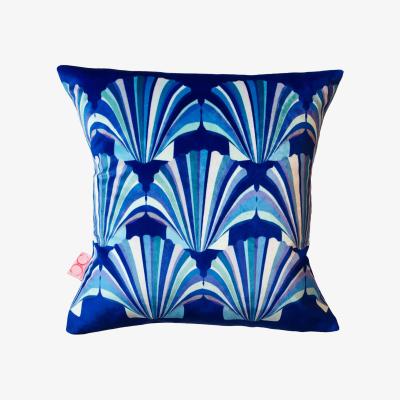 Wolf & Badger Blue Shell Velvet Deco Cushion Large Chloe Croft London Limited