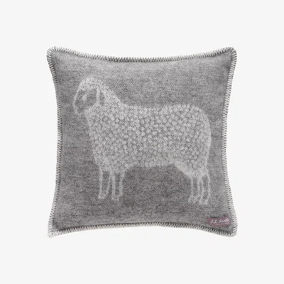 Wolf & Badger Grey / White Grey Dot Sheep Wool Cushion J. j.textile