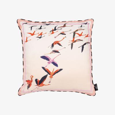 Wolf & Badger Neutrals / Pink / Purple Flamingo Peach Silk Cushion Bivain