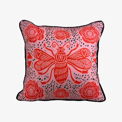 Wolf & Badger Pink / Purple Bee Cushion - Pink & Purple Small The Neighbourhood Threat