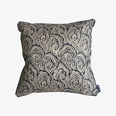 Wolf & Badger Neutrals / Black Oysters Linen Cushion In Monochrome Print~Sisters