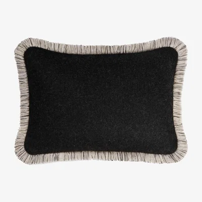 Wolf & Badger Artic Wool Cushion - Black Lo Decor