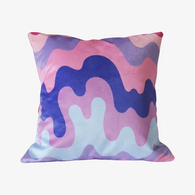Wolf & Badger Colourful Velvet Cushion - Wavy Ellie Pearce Textiles