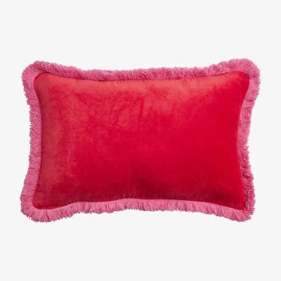 Wolf & Badger Velvet Reversible Cushion Pink/Red Maison Splendid