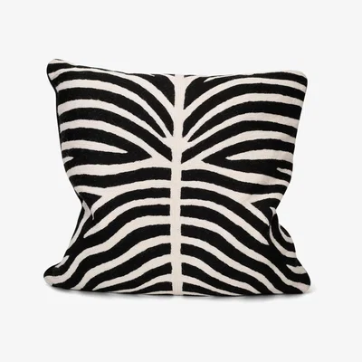 Wolf & Badger Black "Zebra" Embroidered Cushion One Size Tirillm