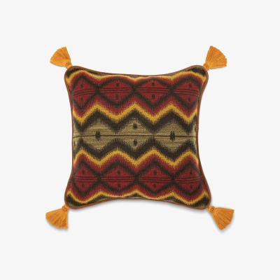 Wolf & Badger Red / Green / Black Pyramidenspitze Square Cushion By Mindthegap
