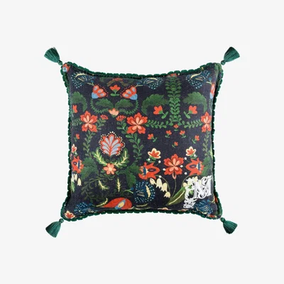 Wolf & Badger Green / Black / Blue Zabola Cushion By Mindthegap
