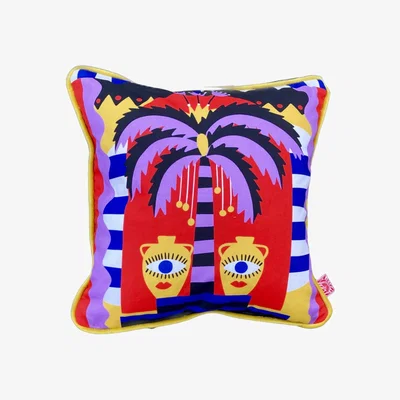 Wolf & Badger Black Palm Vase Cushion One Size The Neighbourhood Threat