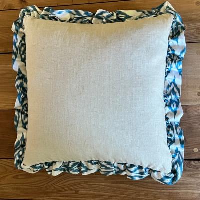 Wolf & Badger Pink / Purple Frilled Ikat Velvet Cushion Punica