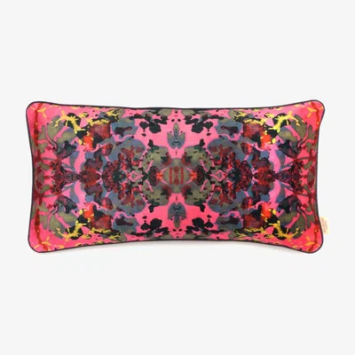 Wolf & Badger Pink / Purple / Gold Pink Rose Kaleidoscope Velvet Oblong Cushion Susi Bellamy