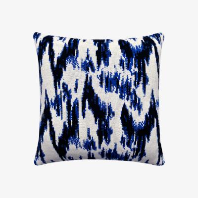Wolf & Badger Ikat Wool & Cashmere Knitted Cushion Electric Blue Ingmarson