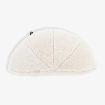 Wolf & Badger White Shearling Throw Pillow, Half Moon - Kaffi Cream Therma Kota