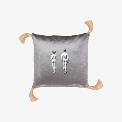 Wolf & Badger Models Velvet Cushion Sharkskin Grey Melody Rose London