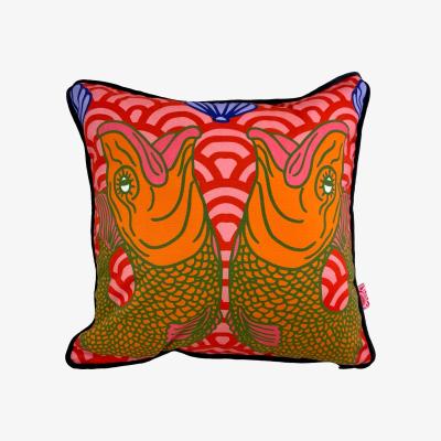 Wolf & Badger Retro Fish Cushion One Size The Neighbourhood Threat