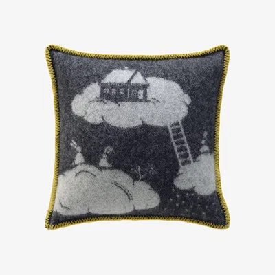 Wolf & Badger Black / White / Yellow Elana Wool Cushion J. j.textile