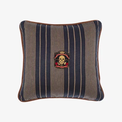 Wolf & Badger Neutrals / Blue Newport Stripes Linen Square Cushion By Mindthegap