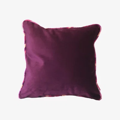 Wolf & Badger Pink / Purple Velvet Wavy Piped Cushion - Mulberry Purple Ellie Pearce Textiles