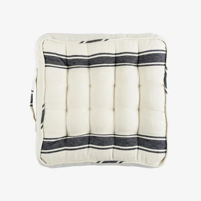 Wolf & Badger Black / White Hajdu Stripe Linen Chair Cushion By Mindthegap