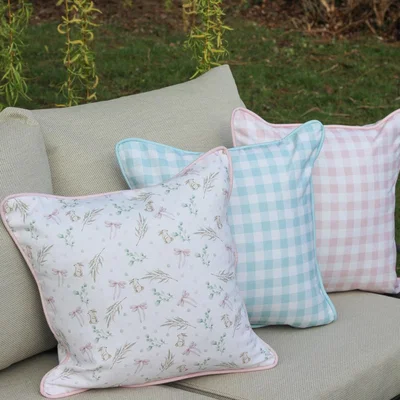 Wolf & Badger Pink / Purple Bunnies & Bows Cushion One Size Avalon Home