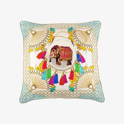 Wolf & Badger Blue Agra Cloud Large Silk Cushion Bivain