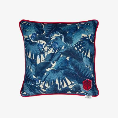 Wolf & Badger Blue / White / Red Paradeisos Linen Cushion By Mindthegap