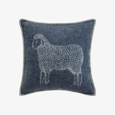 Wolf & Badger Blue / White Denim Blue Sheep Wool Cushion J. j.textile