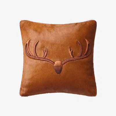 Wolf & Badger Brown Stag Hair-On-Hide Cushion One Size Fameed Khalique Ltd