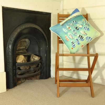 Wolf & Badger Blue Birds Eye View Velvet Cushion David Watson
