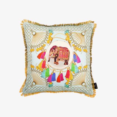 Wolf & Badger Agra Blue Silk Cushion Bivain
